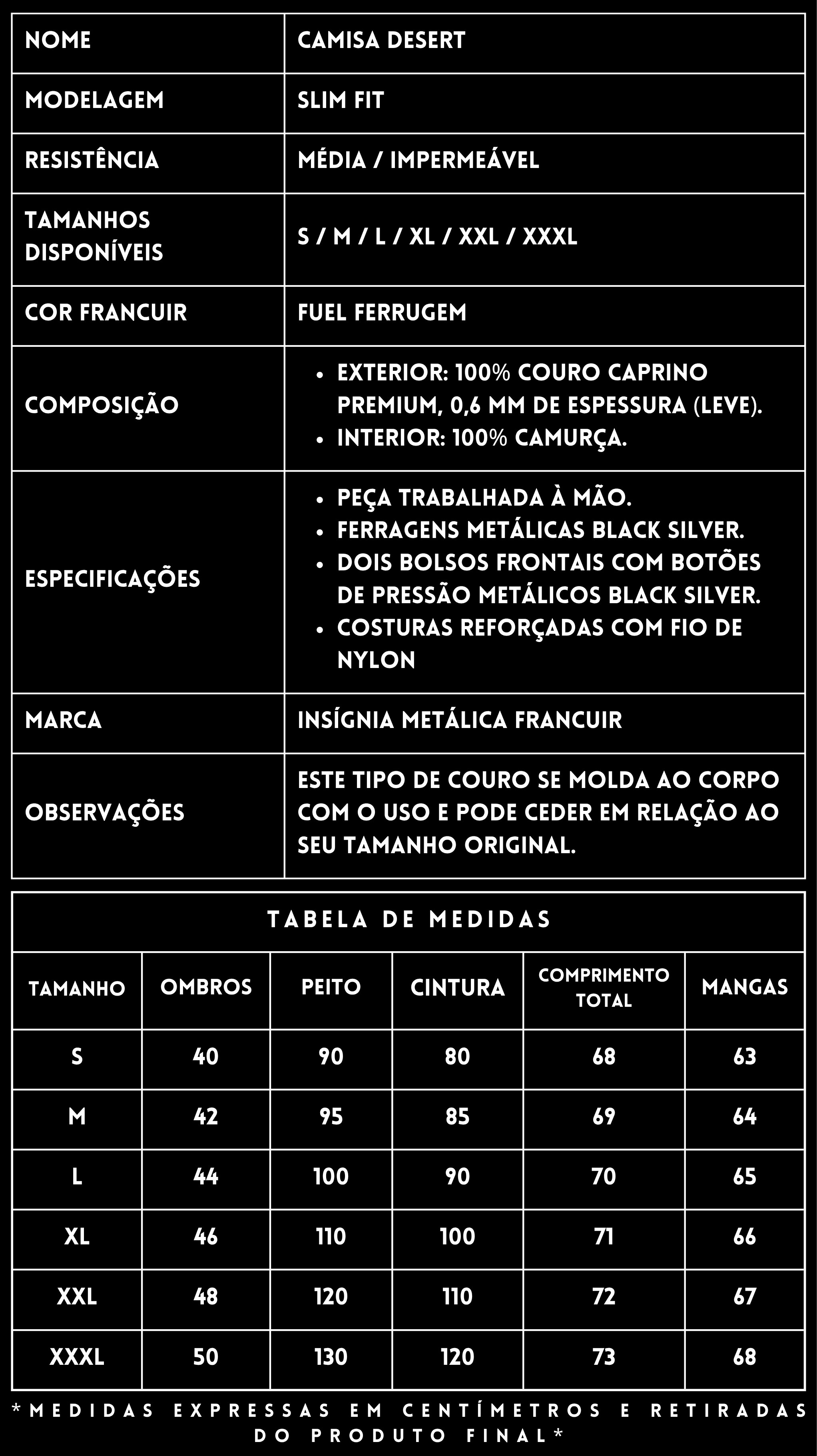 Camisa Couro Caprino Desert FRANCUIR
